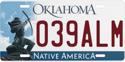OK license plate 039ALM