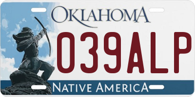 OK license plate 039ALP