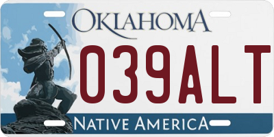OK license plate 039ALT