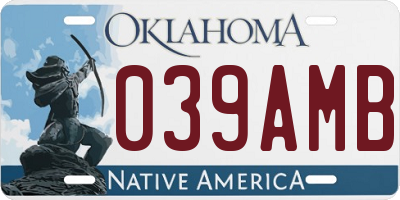 OK license plate 039AMB