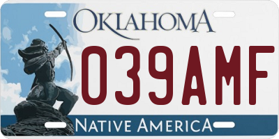 OK license plate 039AMF