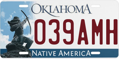 OK license plate 039AMH