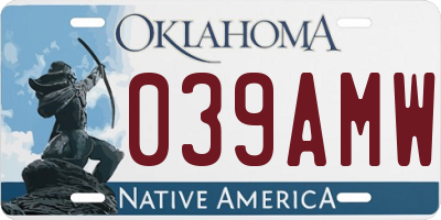 OK license plate 039AMW