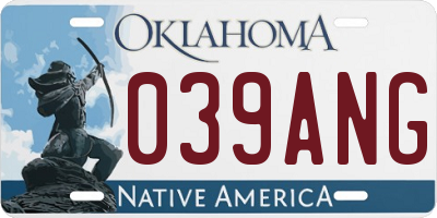 OK license plate 039ANG