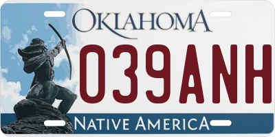 OK license plate 039ANH