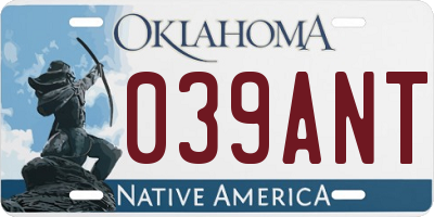 OK license plate 039ANT