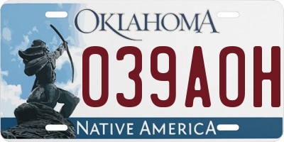 OK license plate 039AOH