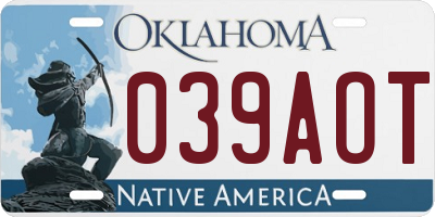 OK license plate 039AOT