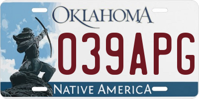 OK license plate 039APG