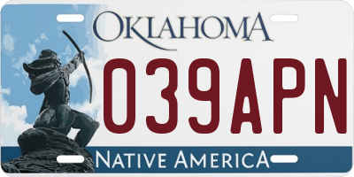 OK license plate 039APN