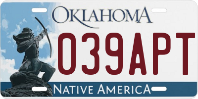 OK license plate 039APT