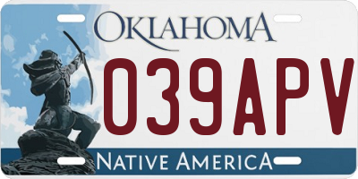 OK license plate 039APV