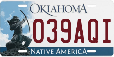 OK license plate 039AQI