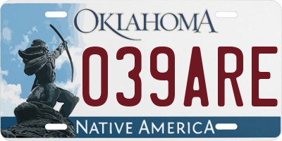 OK license plate 039ARE