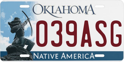 OK license plate 039ASG