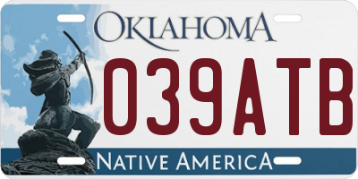 OK license plate 039ATB