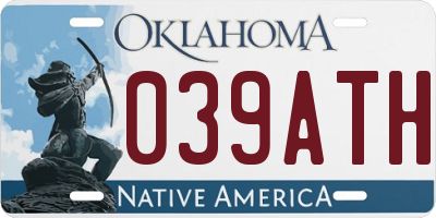 OK license plate 039ATH