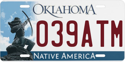 OK license plate 039ATM