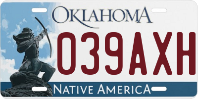 OK license plate 039AXH