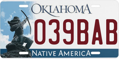OK license plate 039BAB