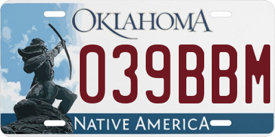 OK license plate 039BBM