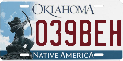 OK license plate 039BEH