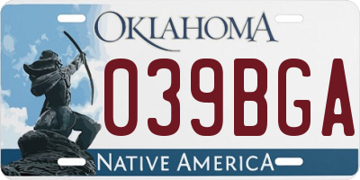 OK license plate 039BGA