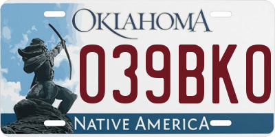 OK license plate 039BKO