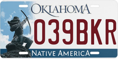 OK license plate 039BKR