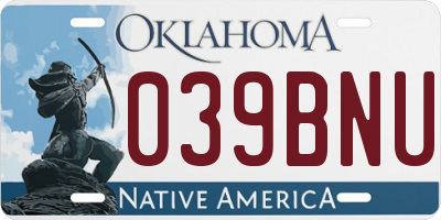 OK license plate 039BNU