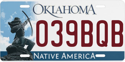 OK license plate 039BQB