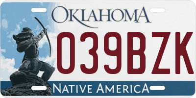OK license plate 039BZK