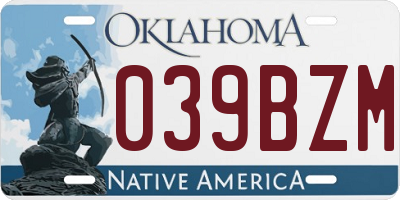OK license plate 039BZM