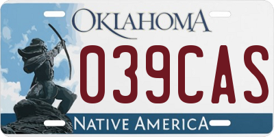 OK license plate 039CAS