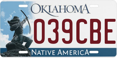 OK license plate 039CBE