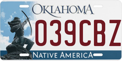 OK license plate 039CBZ