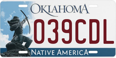 OK license plate 039CDL