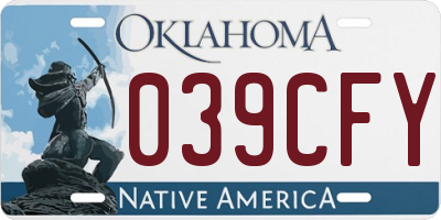 OK license plate 039CFY