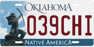 OK license plate 039CHI