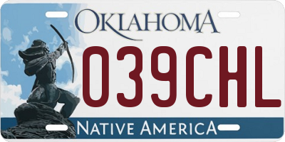 OK license plate 039CHL
