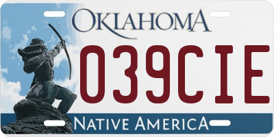 OK license plate 039CIE