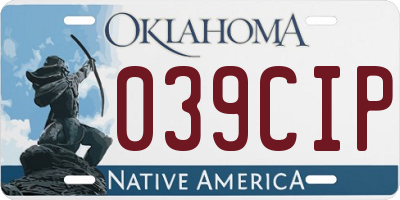 OK license plate 039CIP