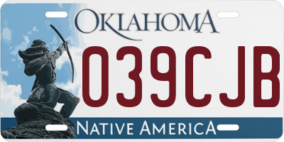 OK license plate 039CJB