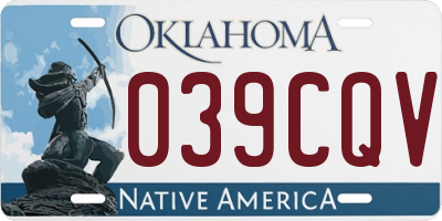 OK license plate 039CQV