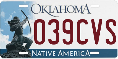 OK license plate 039CVS