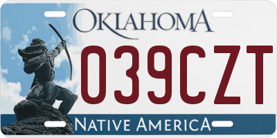 OK license plate 039CZT