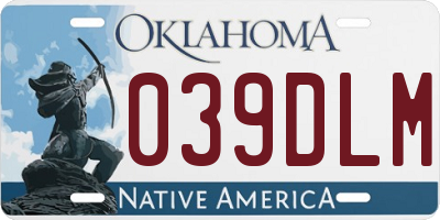OK license plate 039DLM