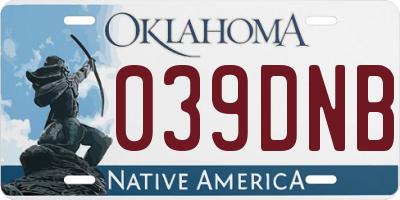OK license plate 039DNB