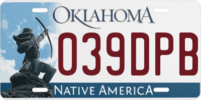 OK license plate 039DPB