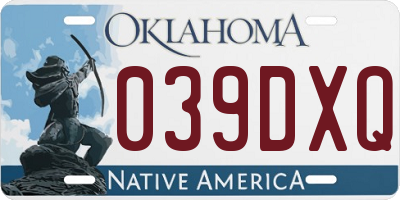 OK license plate 039DXQ